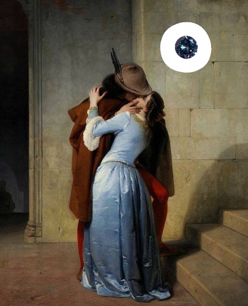 Франческо Айец "Поцелуй" и бриллиант "Синяя вечность" от "Грани любви"