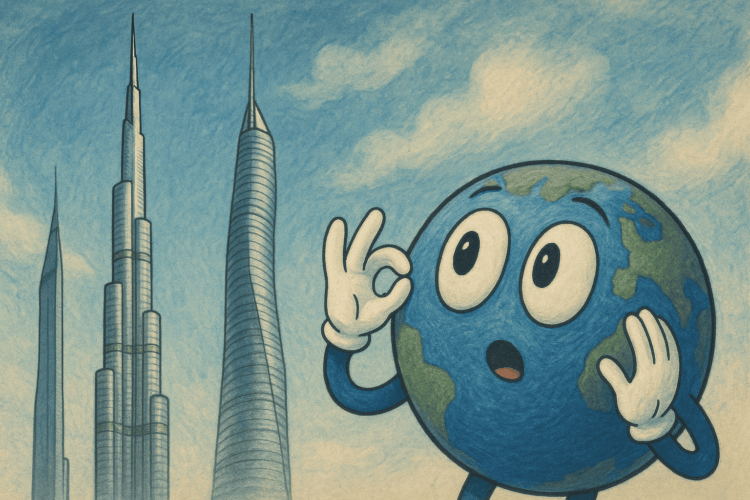 Пока что самое высокое здание в мире — Бурдж-Халифа, Дубай, но есть претенденты на то, чтобы побить рекорд.
