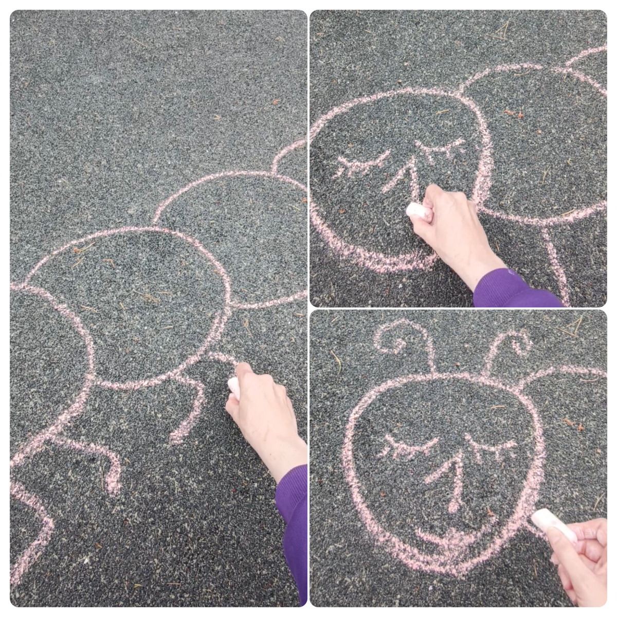 Рисуем гусеничку на асфальте