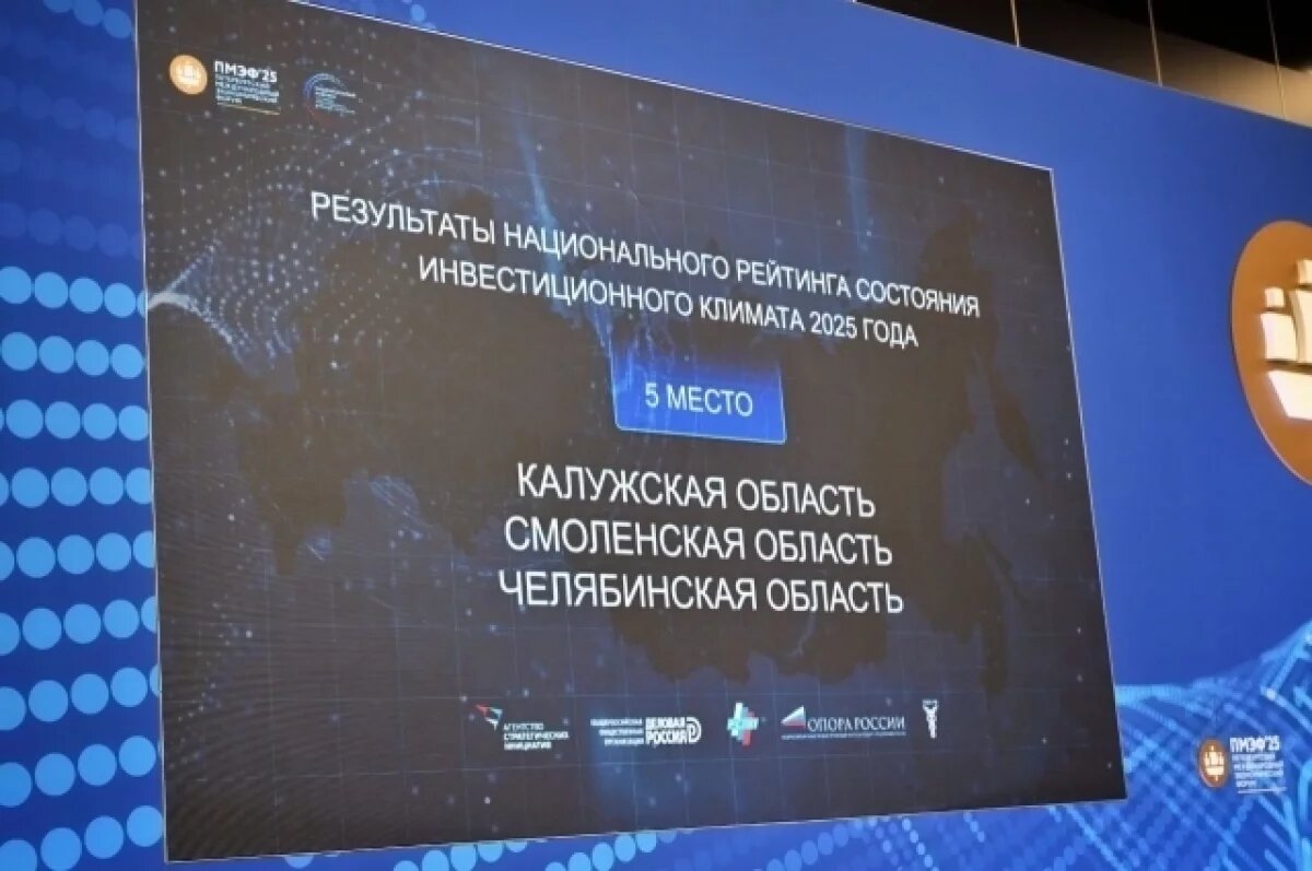   Калужская область вошла в ТОП-5 регионов страны по инвестиционному климату
