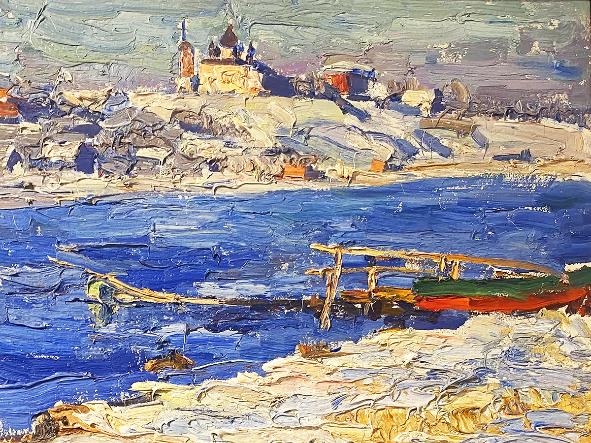 Николай Латышенко. Первый снег в Старой Ладоге. Холст /масло, 1979 г.