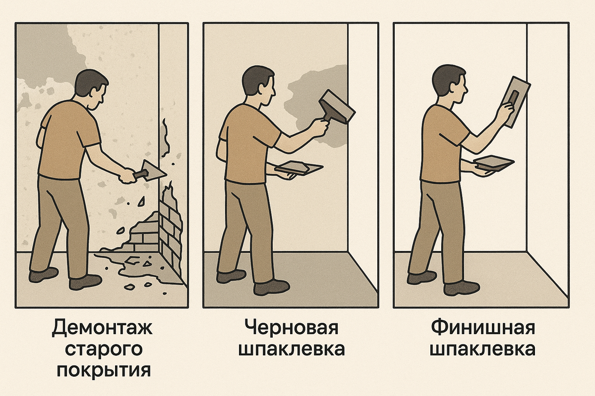    Этапы выравнивания поверхностей ДомПроще