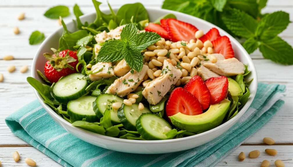 Летний салат с клубникой и курицей — рецепт за 20 минут