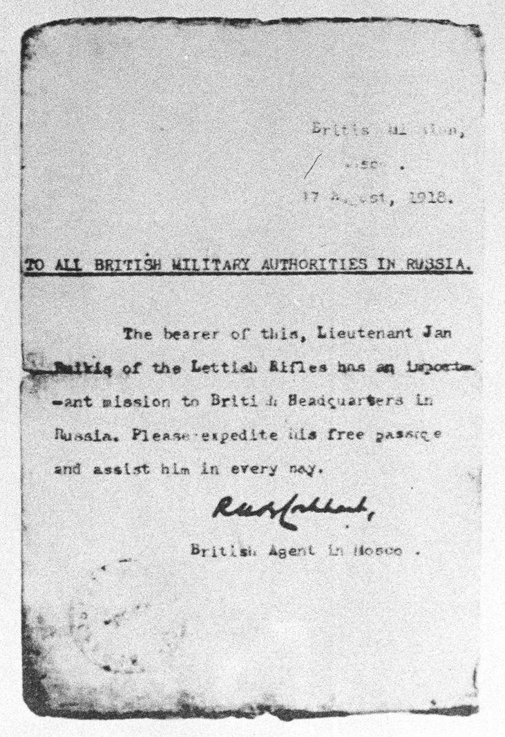 Одна из рекомендательных бумаг, подписанных Локкартом