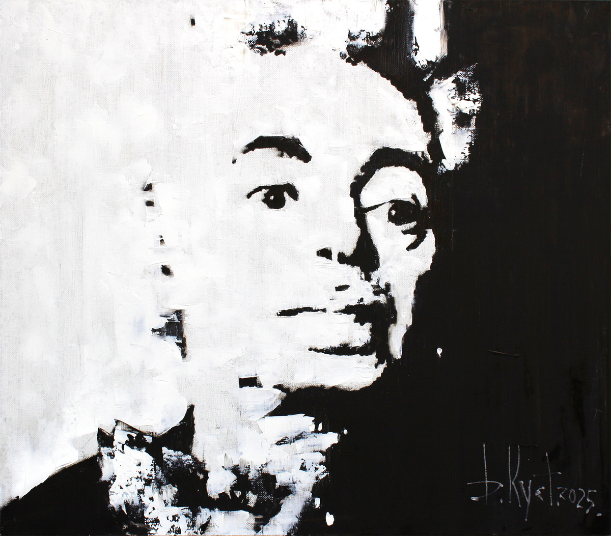 художник Дмитрий Кустанович. Аркадий Райкин, 70х80 см, 2025