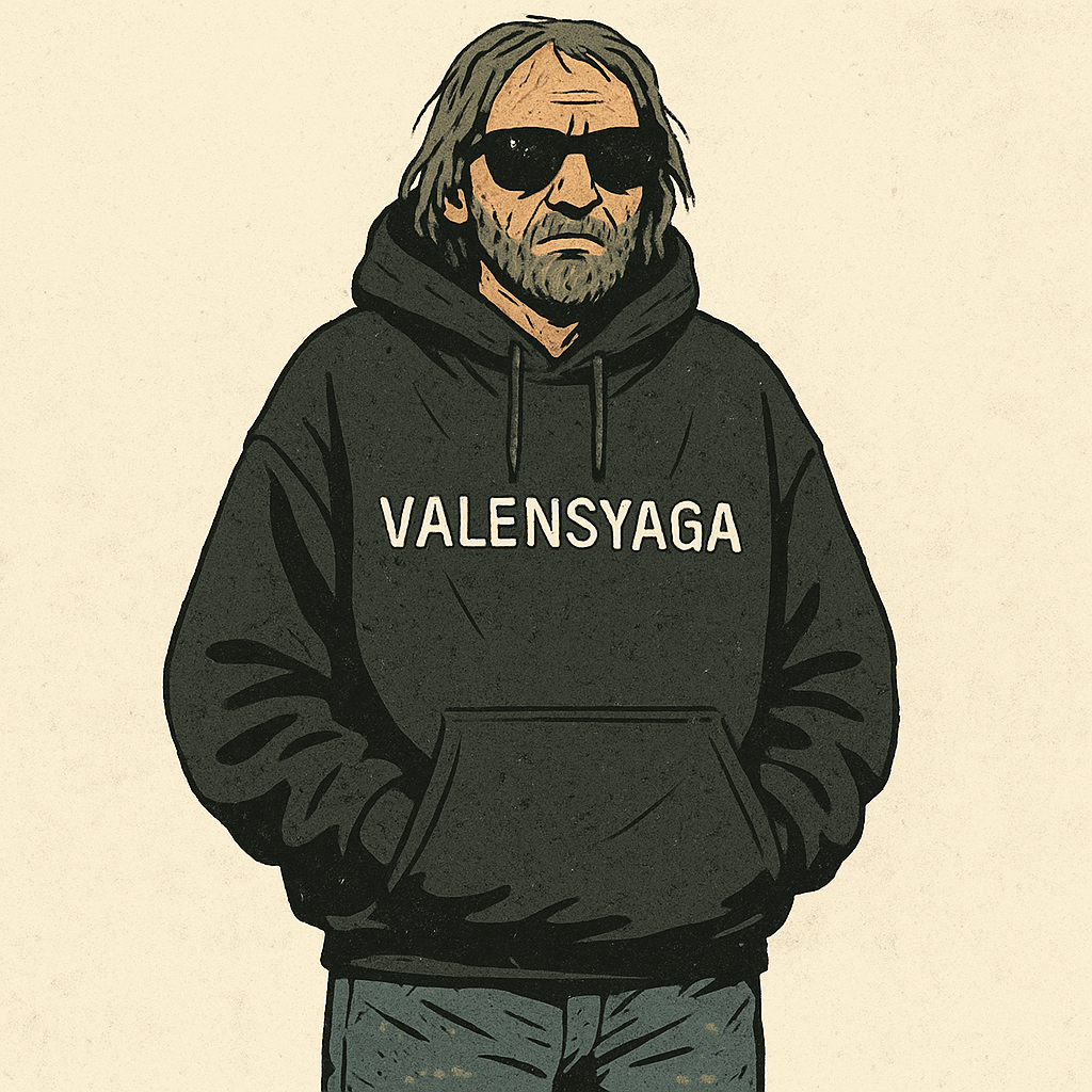 По факту, позаимствован стиль нью-йоркского бомжа: слои, тряпки, мешки. Разве что не пахнет. Пока. Хотя, зная рынок и модную повестку, и это скоро станет «смелым высказыванием» о свободе потребления.