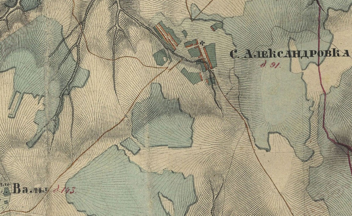 Село Александровка на карте 1860 года