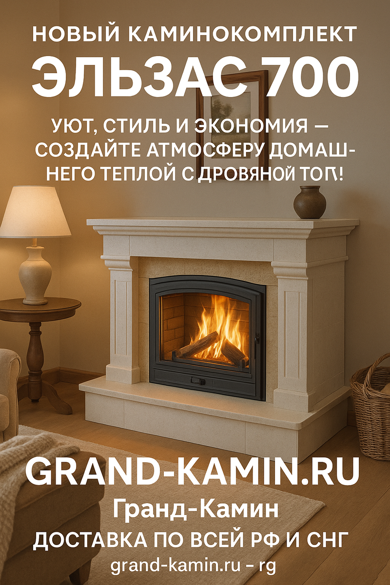    Новый каминокомплект Эльзас 700: уют, стиль и экономия — создайте атмосферу домашнего тепла с дровяной топкой Камилла 700! Kamin