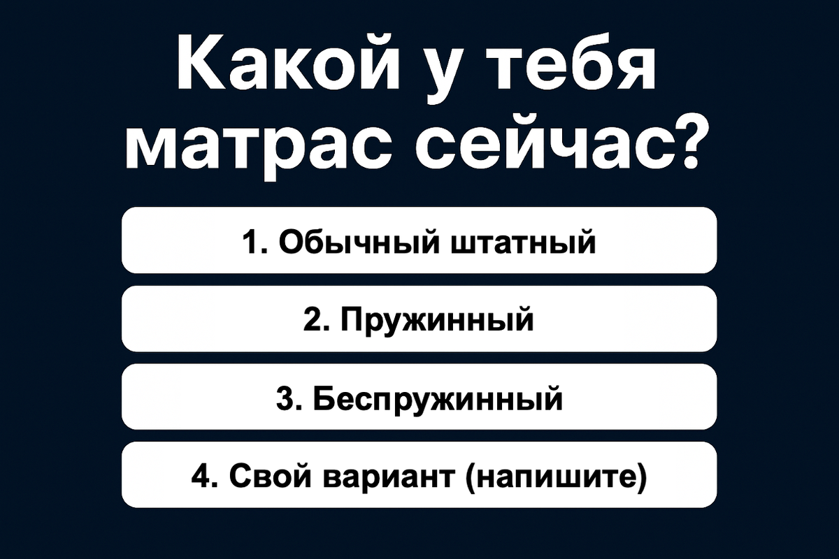 Спалбер опрос: какой у тебя матрас сейчас?