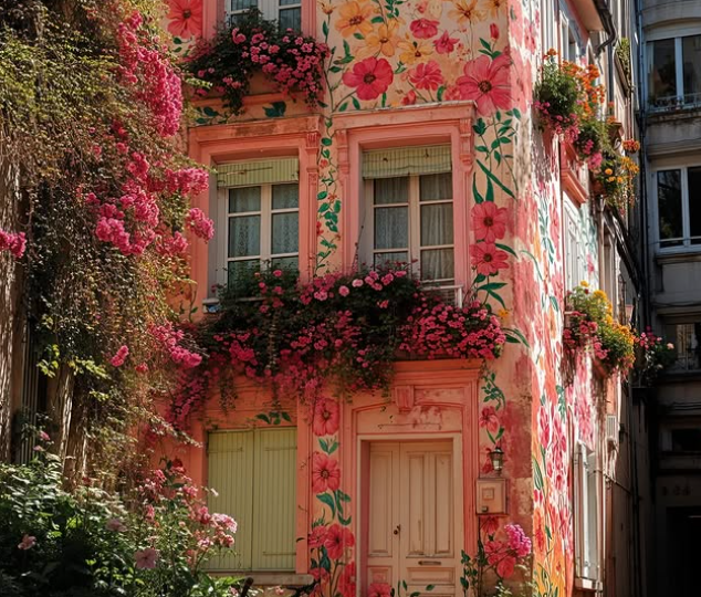 Необычные домики в городе: фасады, утопающие в цветах