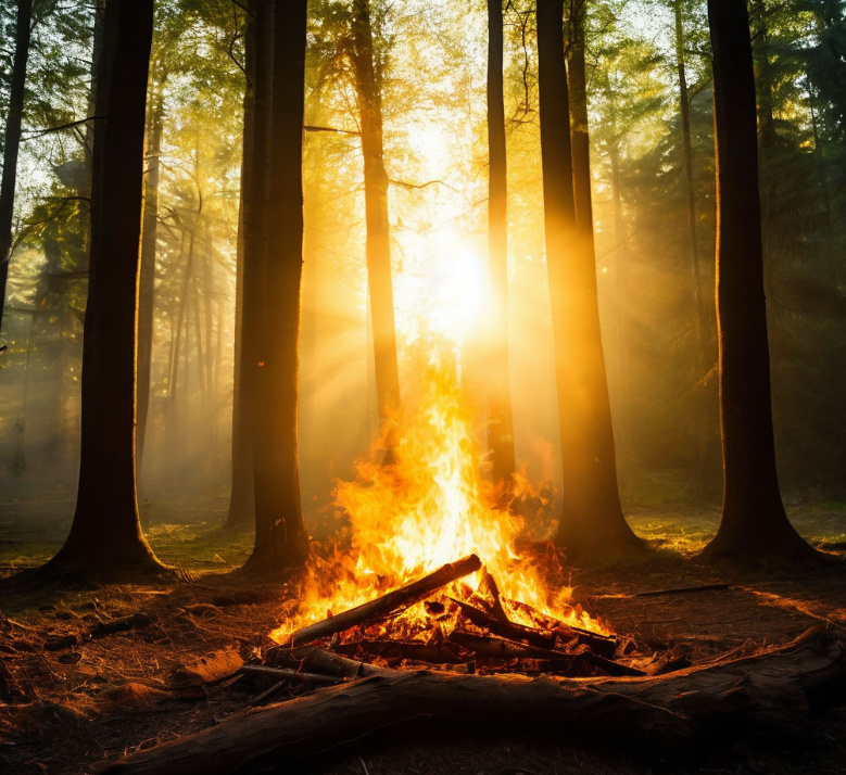 Костер в лесу. Картинка ИИ