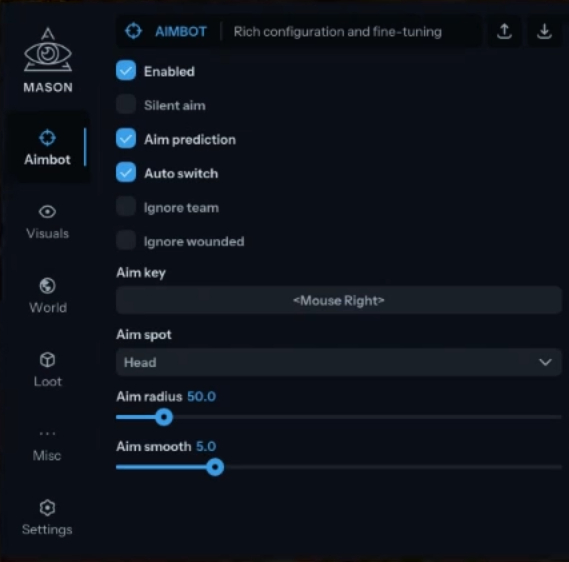 меню чита Mason Full
