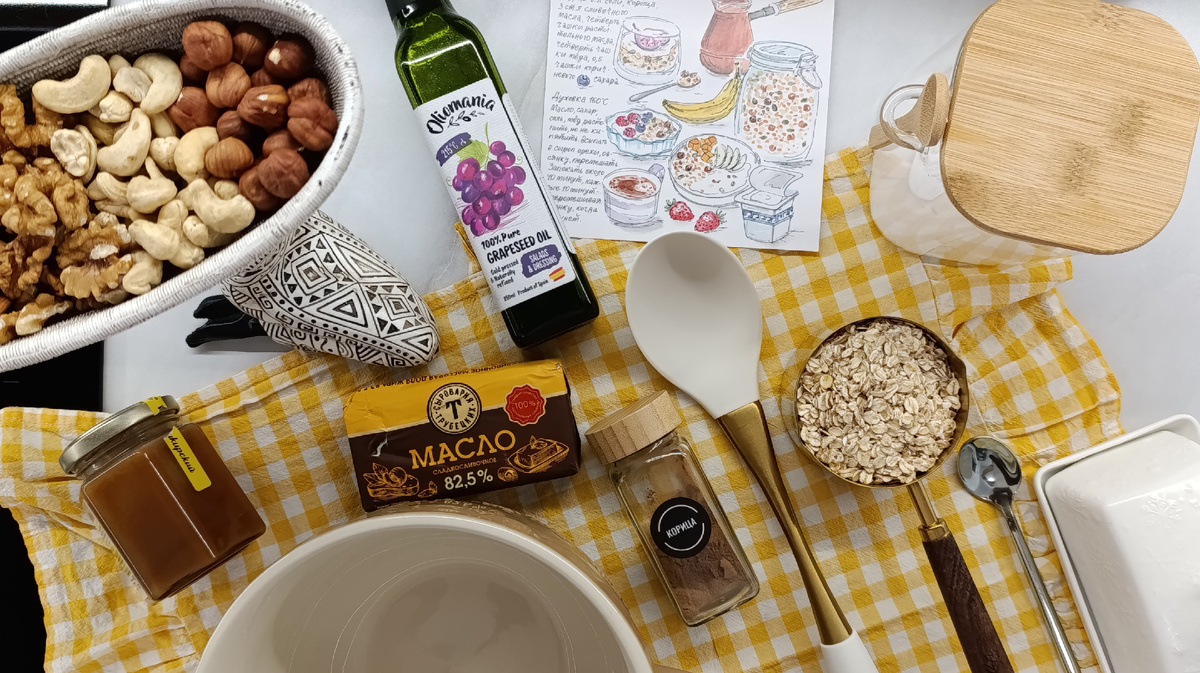 Пр сути, гранола - это запечённые овсяные хлопья