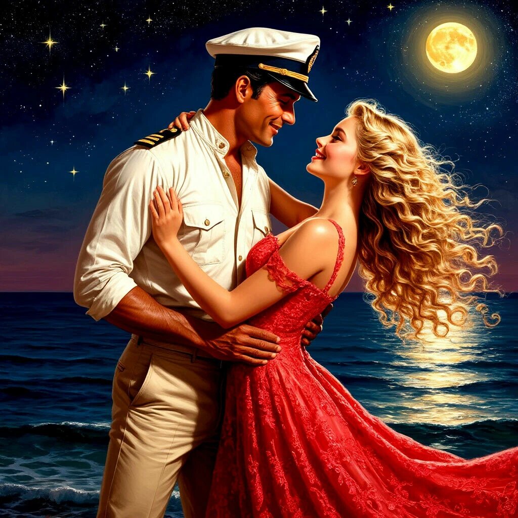 Моряк и девушка (сгенерировано в ШЕДЕВРУМЕ).