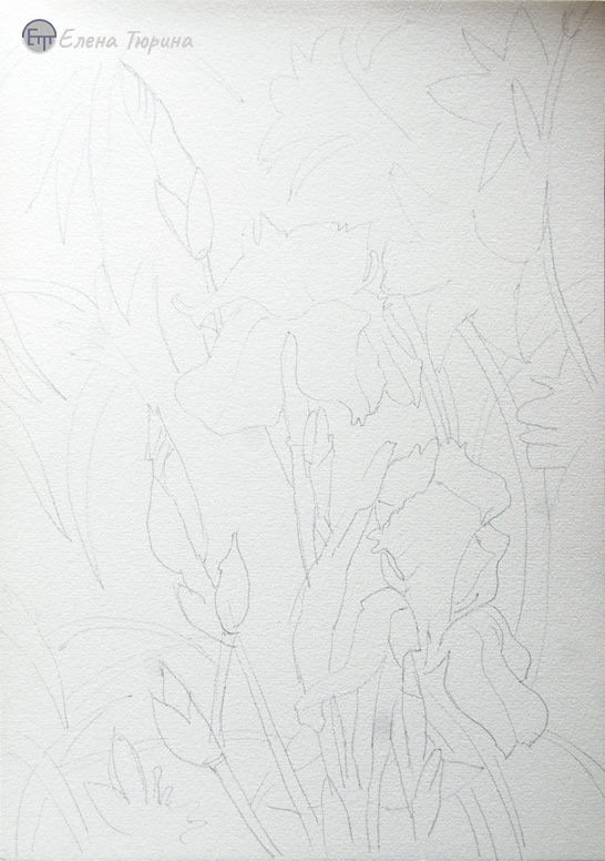 Художник: Елена Тюрина. Вертикальная композиция графитным карандашом. Июнь 2025 г.