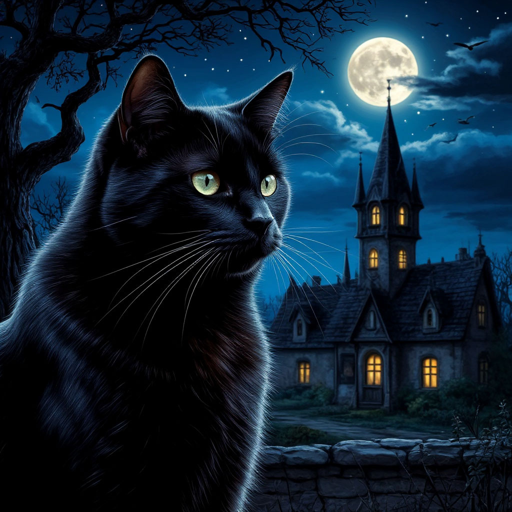 Мистическая чёрная кошка