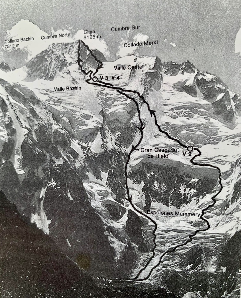Маршрут Месснера в 1978 году. Фото: Sebastian Alvaro