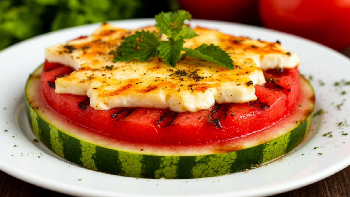 Арбуз на гриле с сыром – неожиданно вкусно!