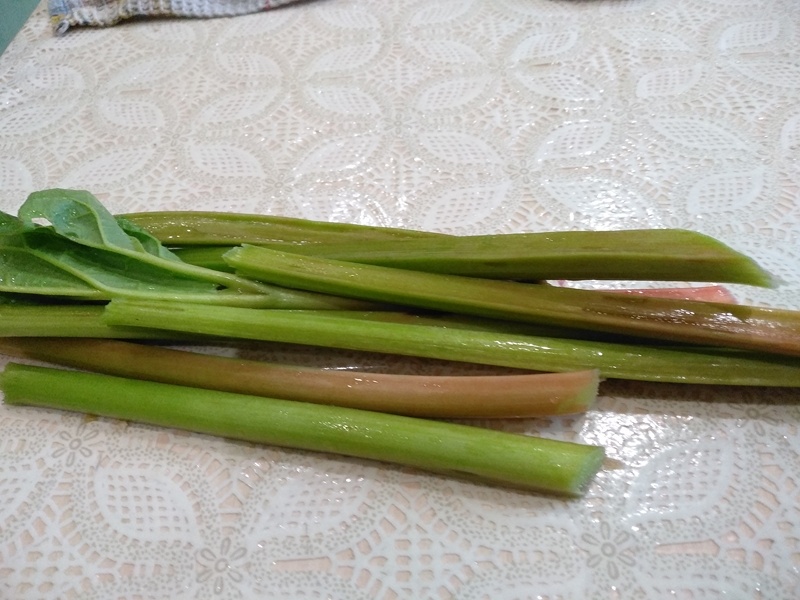 Стебли ревеня в неочищенном виде