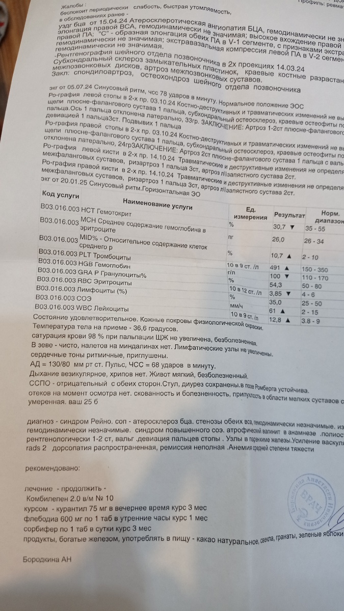 У мамы все так же плохие анализы, сильно повышены тромбоциты, лейкоциты, низкий гемоглобин. Мама тогда перестала пить железо И вот результат.