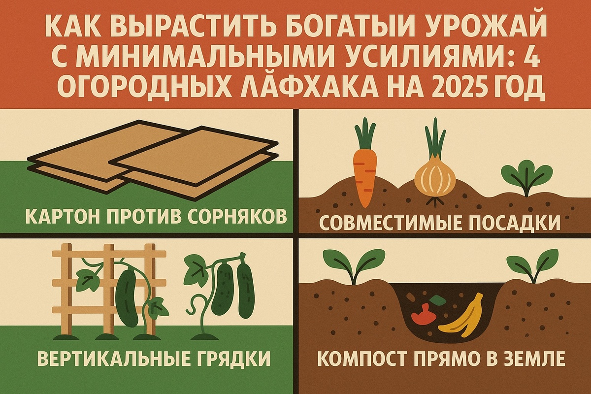 4 мощных лайфхака для огорода — урожай без труда в 2025 году!