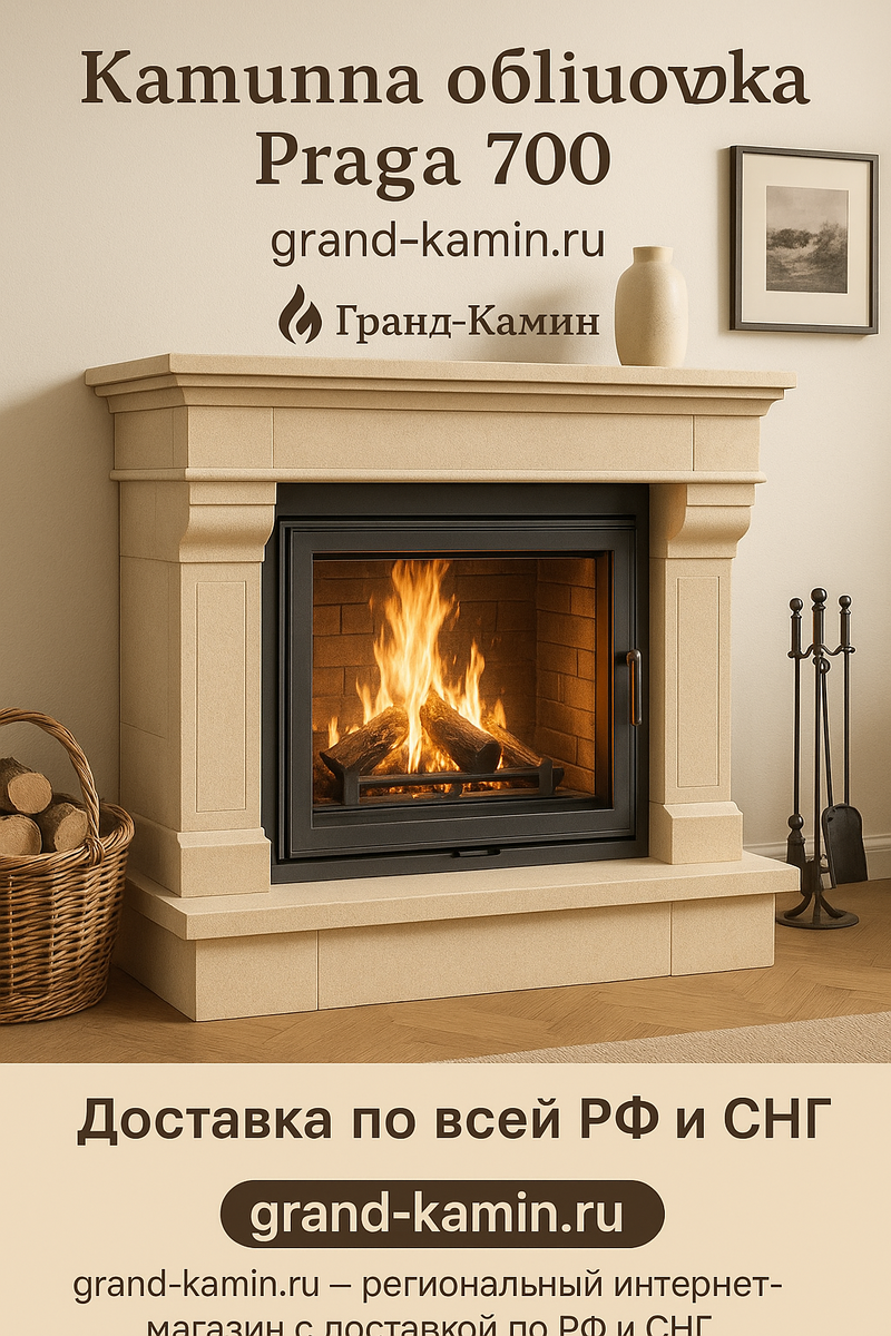    Каминная облицовка Прага 700: создайте уют и элегантность в вашем доме с идеальным дровяным камином Kamin