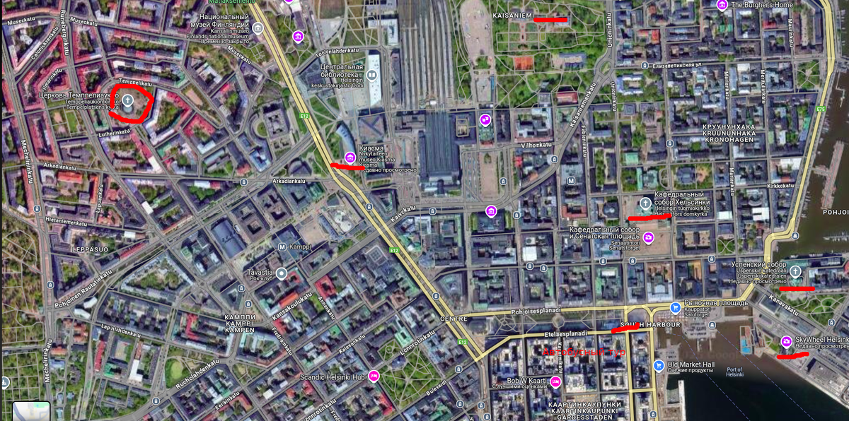 Хельсинки на карте Гугл