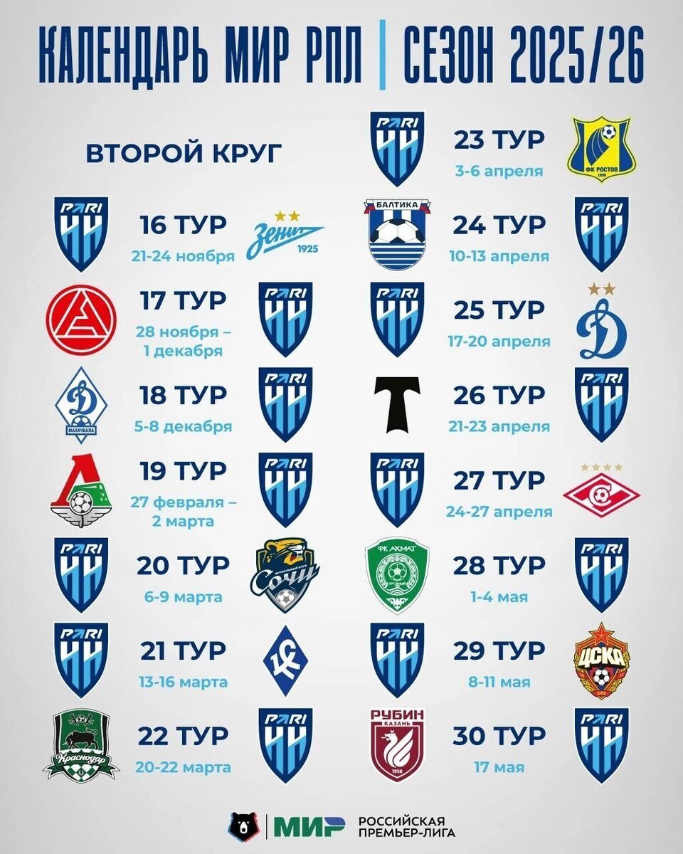     Источник: ФК Пари Нижний Новгород