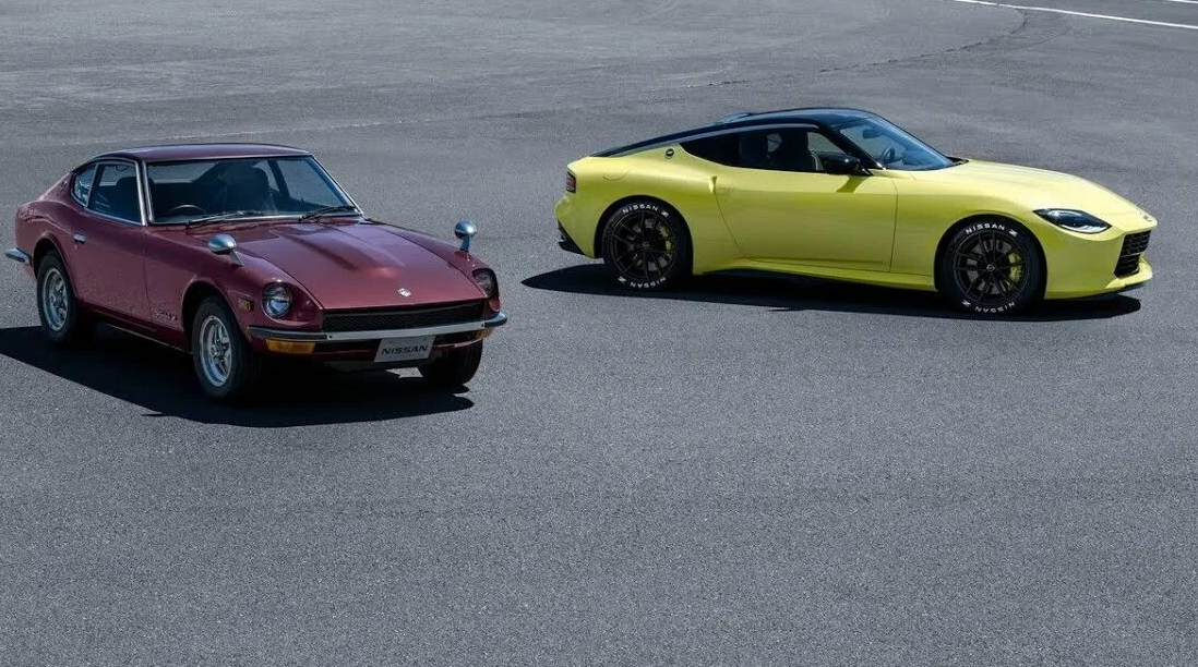 Автомобили Nissan 240 Z (1970 г.) и 400 Z (2022 г.)