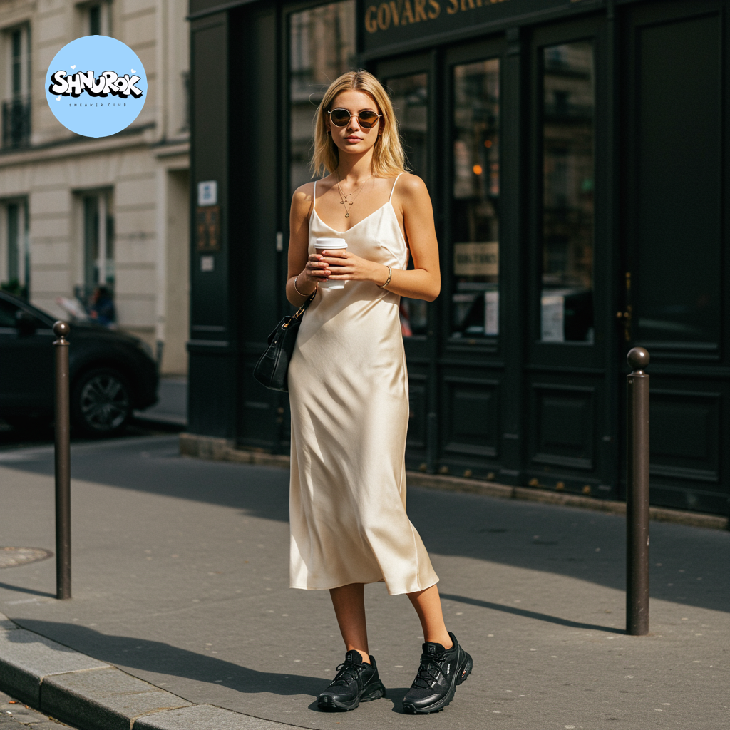 Главный контраст горпкора: аутдор-обувь в модном городском образе