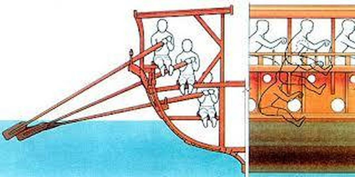 Вариант расположения гребцов на триреме *