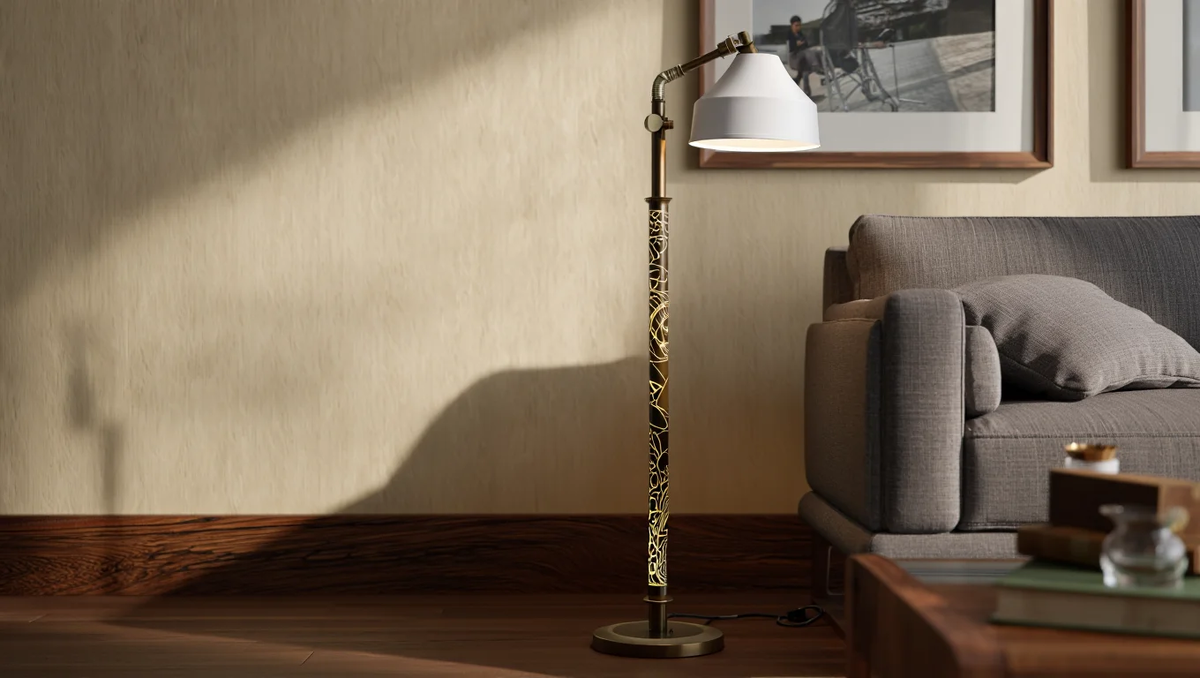 Антикварный латунный торшер с историей — акцент, который добавляет статус и индивидуальность интерьеру даже без крупных затрат.