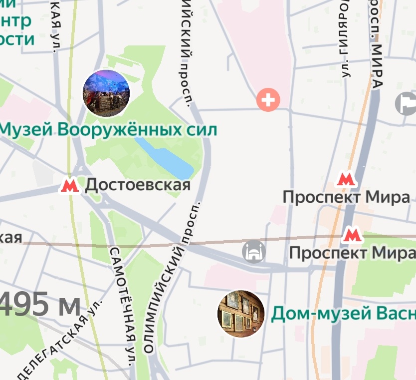 Карта района прогулки.