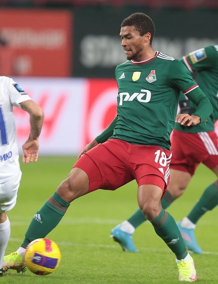 Mark Mampassi with FC Lokomotiv Moscow in a Russian Cup game against FC Yenisey Krasnoyarsk.