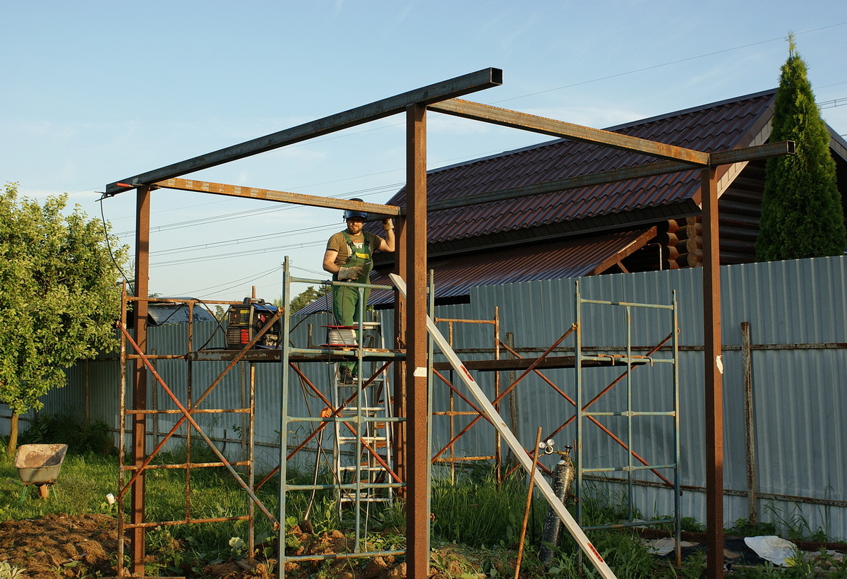 В левом нижнем углу фотографии растёт будущая живая изгородь из кизильника блестящего, а у забора земля застелена картоном, там будут кусты пузыреплодника.  