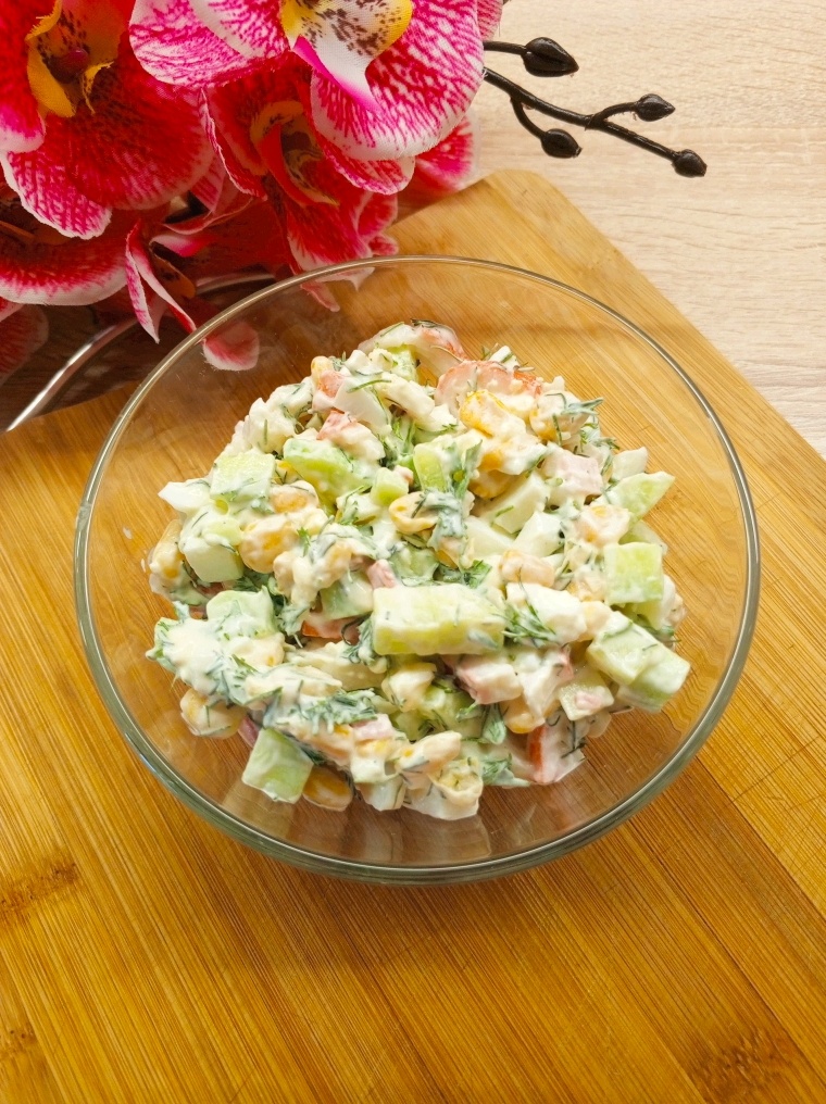 Салат "Краб-рол"Пошаговый рецепт с фото https://gotovitatyana.ru/