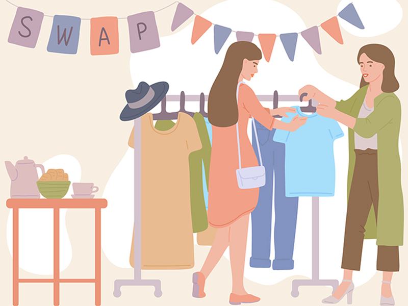 Мы с подружками и сестрами периодически меняемся одеждой, очень удобно.