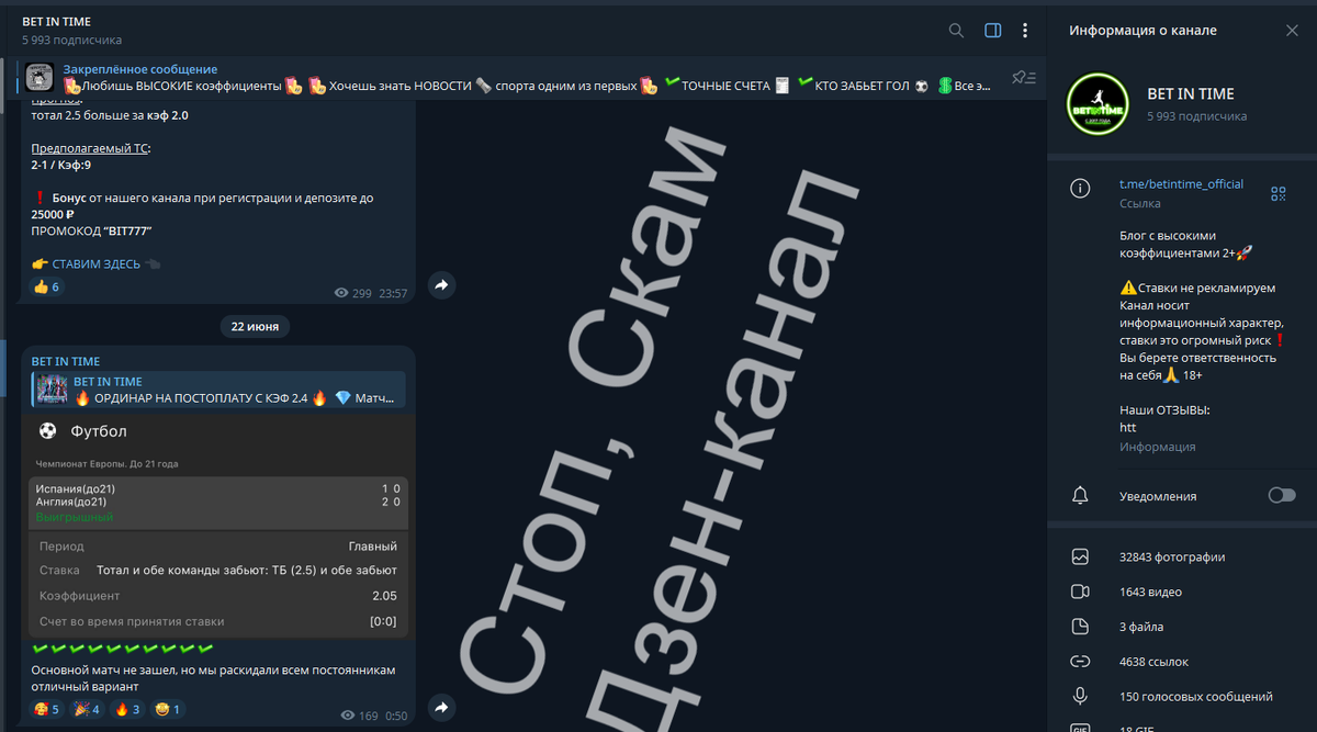 Телеграмм-канал мошенника