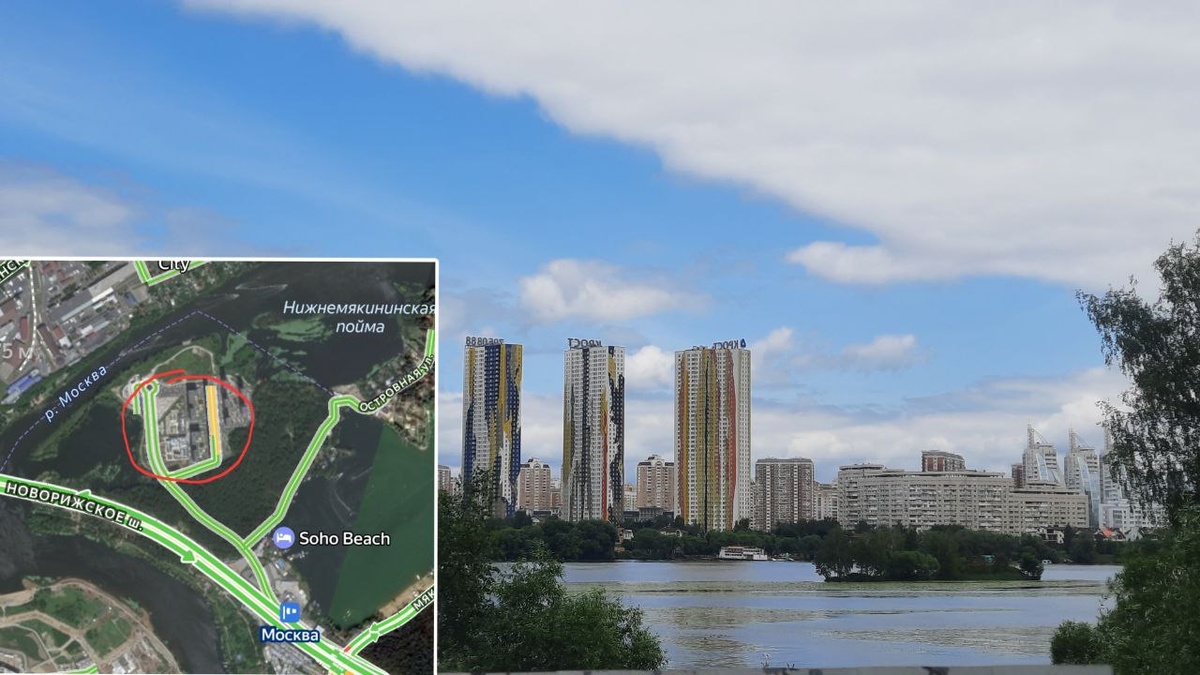 Вид с прибрежной зоны со стороны ЖК "Мякинино Парк"