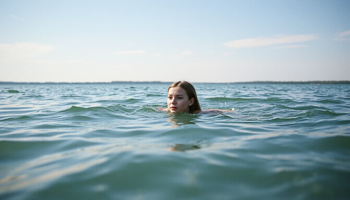 Пловчиха поплыла к русалочьему острову.