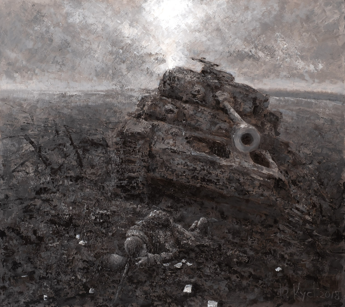 Художник Дмитрий Кустанович. «Письма» или «Мама! Он горит!», 80x90 см, холст, масло, 2018