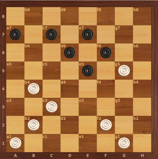 1.a5 2.b6 c5 (2...a5 3.b4x) 3.d4x