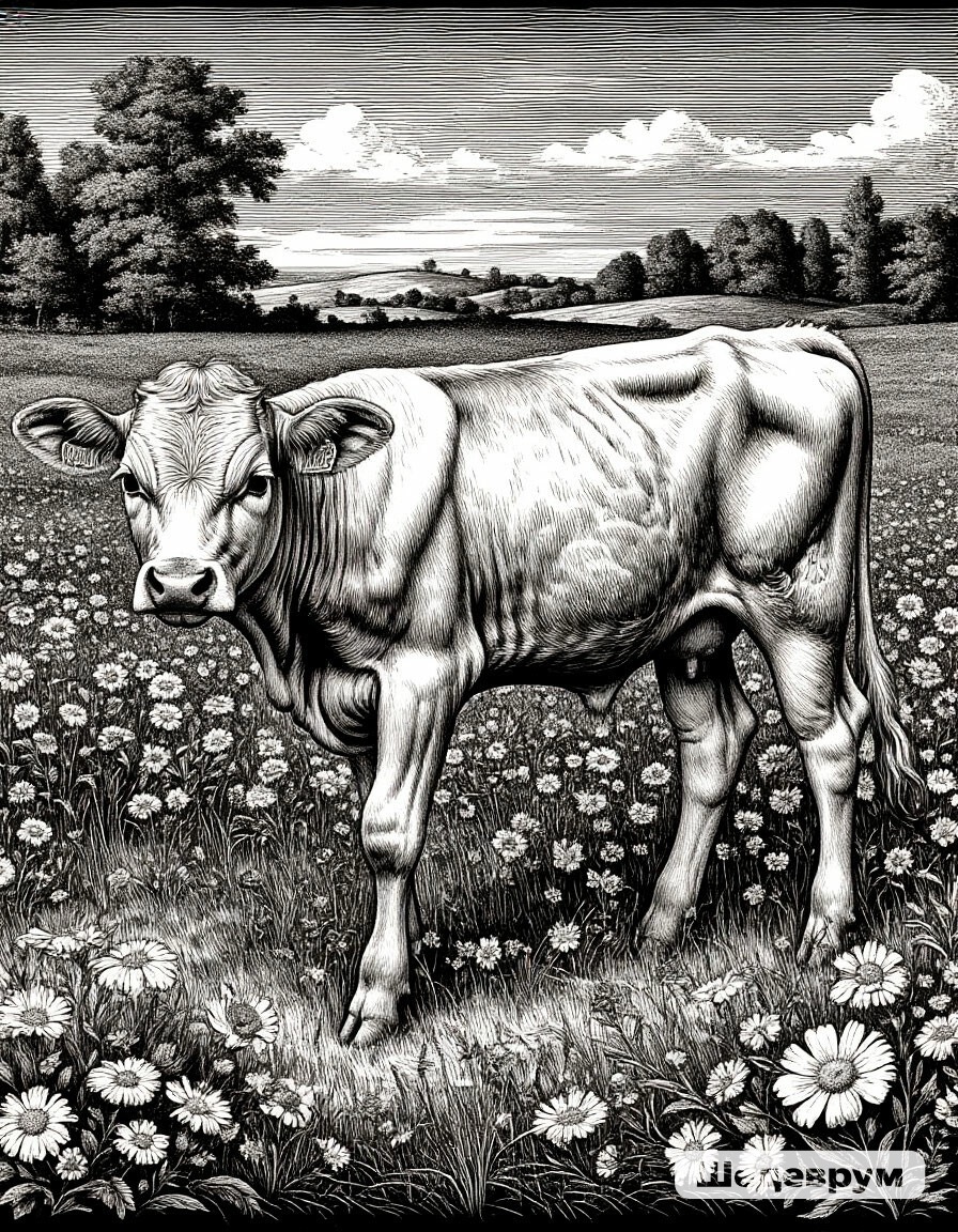 Зодиакальный знак Телец. Гравюра , фото канала Таро Портал. 