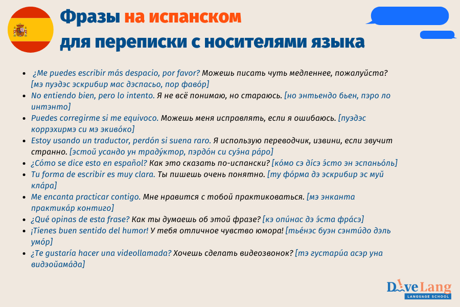 Фразы для общения с носителями испанского
