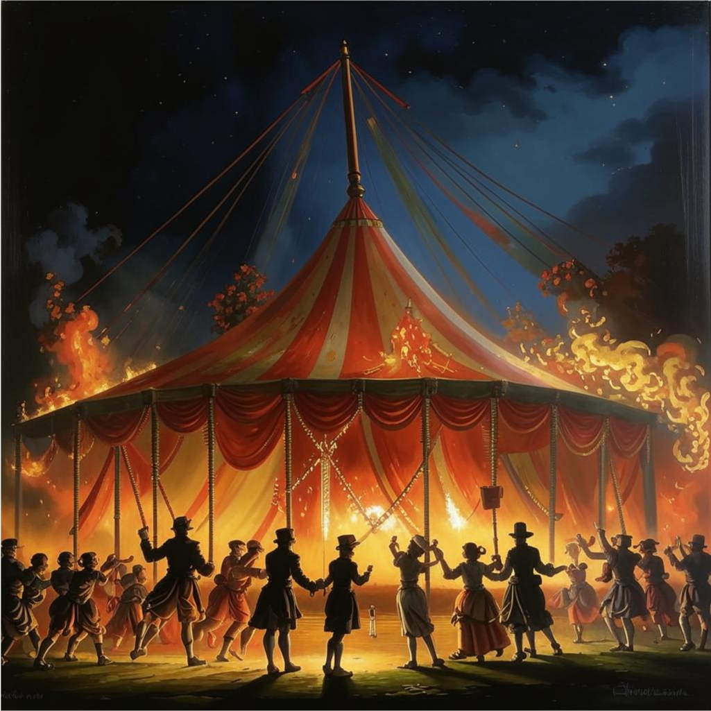 Цирк-шапито горит с нескольких сторон, как и наш футбол