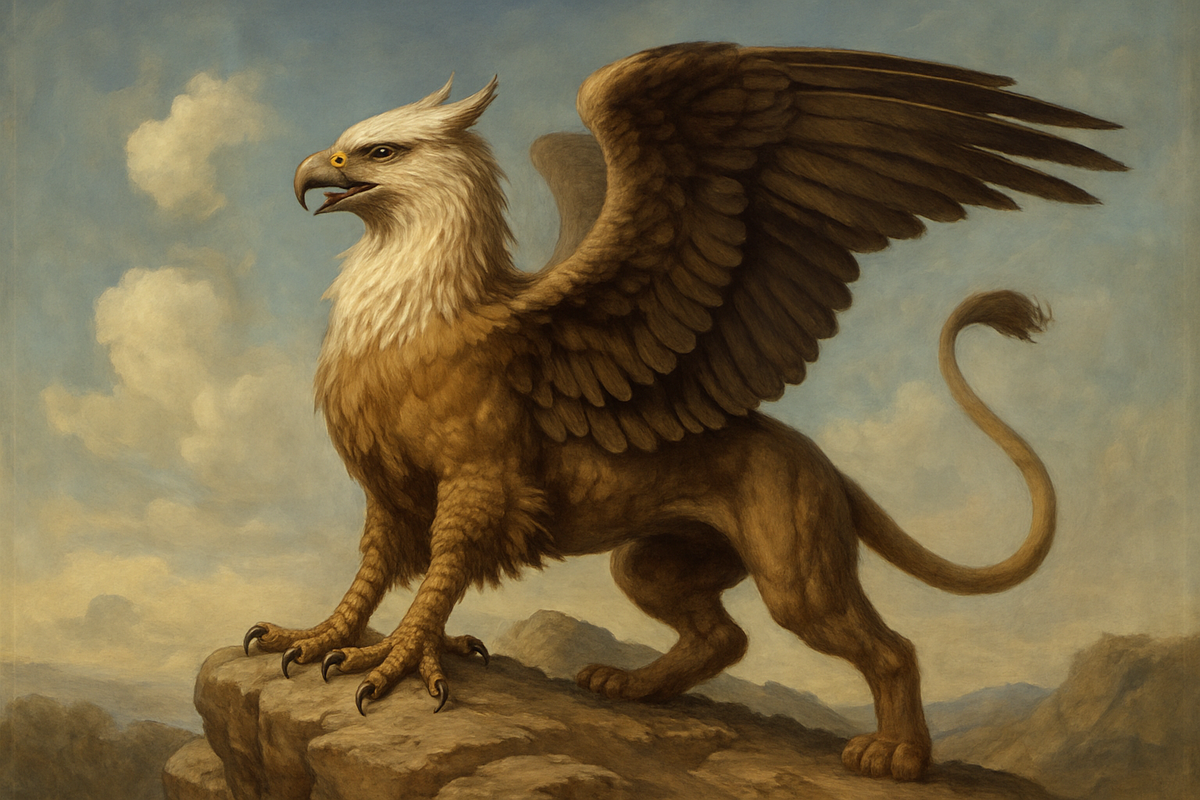 Мифическое существо с телом, хвостом и задними лапами льва и головой, передними лапами и крыльями орла.