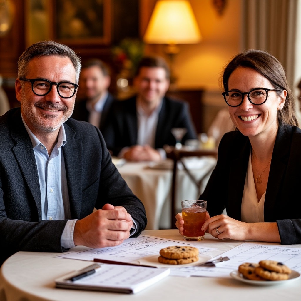 Мужчина и женщина за столиком 