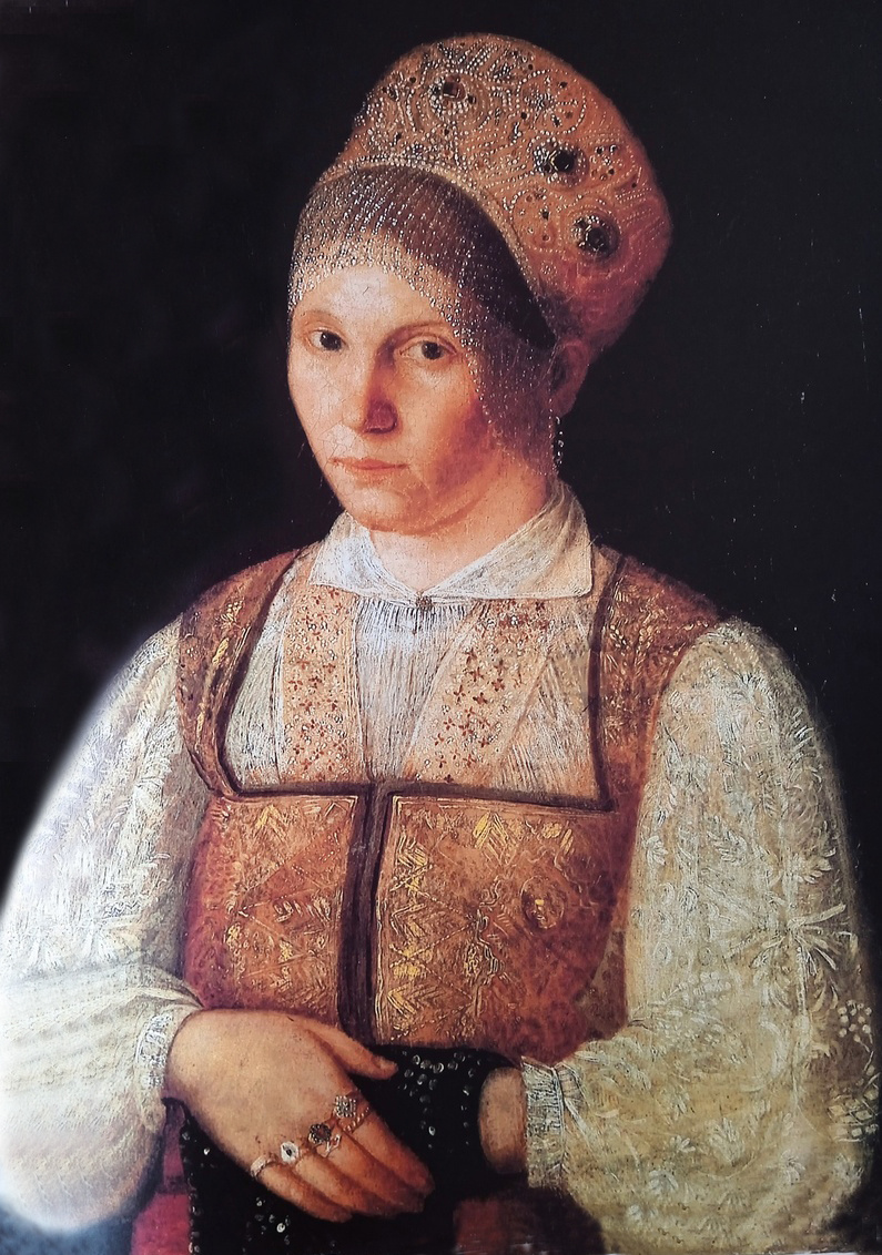 Неизвестный художник. Портрет крестьянки с синим платочком в руках. 1820-е гг. 