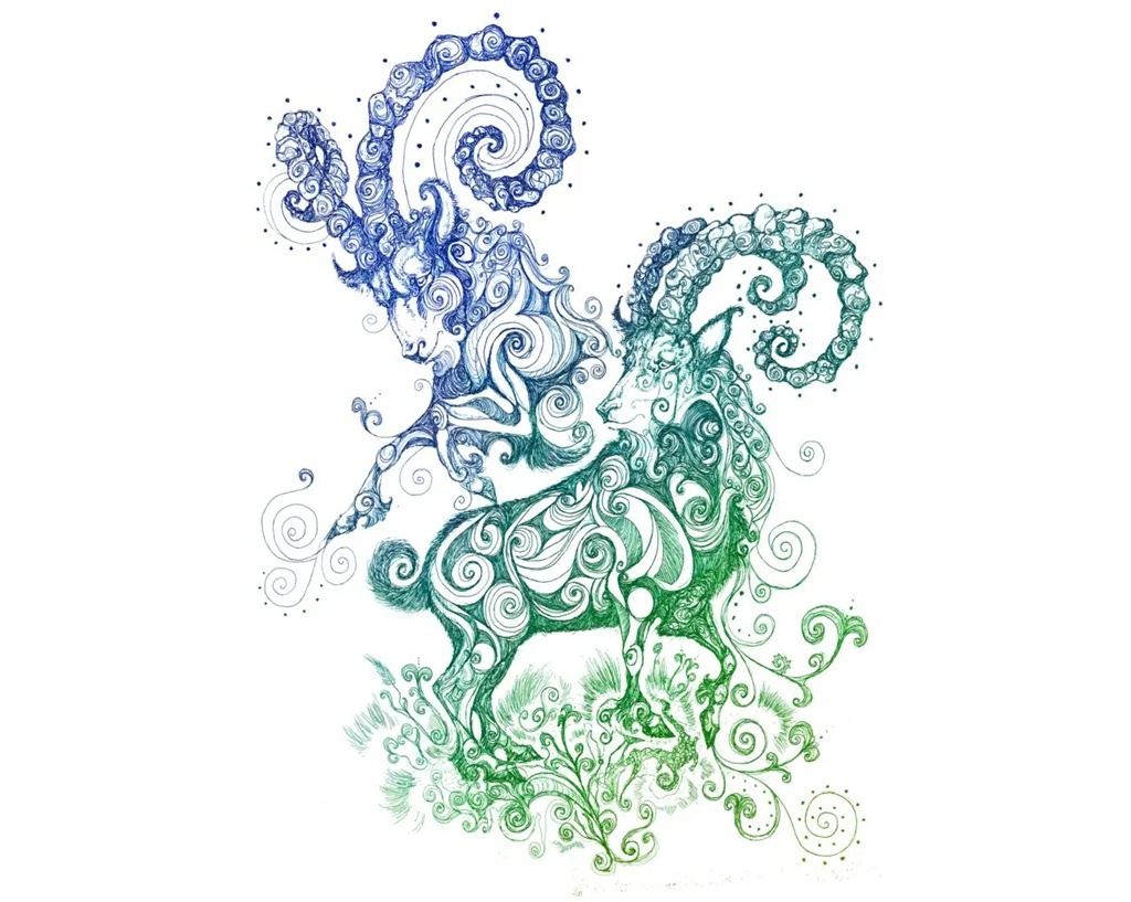 Тангриснир и Тангниостр. Гравюра на металле. Худ. Челси Смит