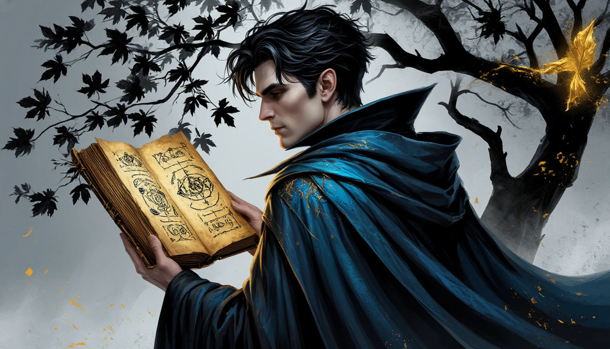 Вариант изображения Тёмного мага от shedevrum.ai )) Причем, когда задавала в параметрах  "Тёмный маг", ИИ рисовал человека с ушами эльфа)) Пришлось оставить в описании просто "маг". И вот - похож на человека.